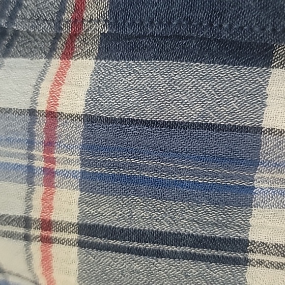 Eddie Bauer men's long sleeve blue red plaid shirt button down front pocket XLT - Picture 15 of 15